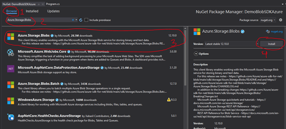 Manage Azure Blob storage using the Azure SDK